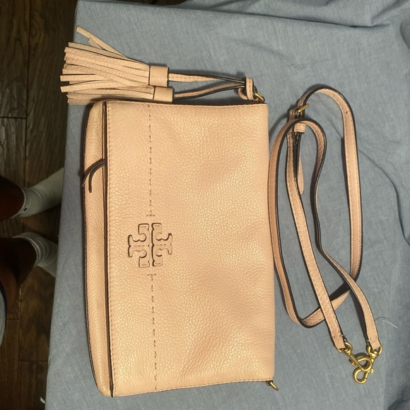 NWT Tory Burch Thea Crossbody Foldover Bag Shoulderbag Shell Pink - Picture 2 of 4